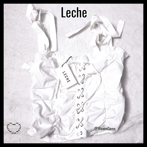 (NWT)Leche:Size:M/White cinched crop top - Picture 1 of 4